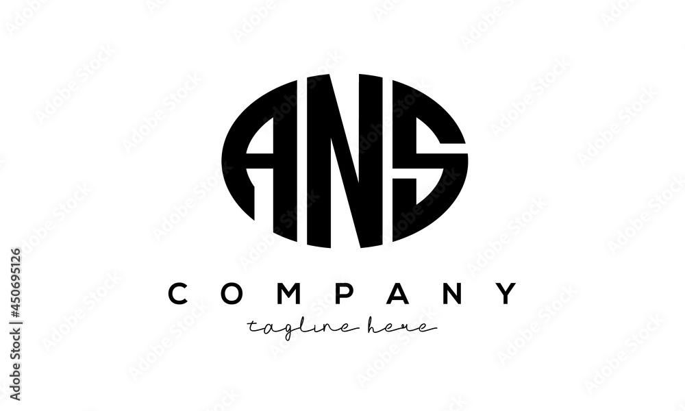 ANS three Letters creative circle logo design ANS three Letters creative circle logo design