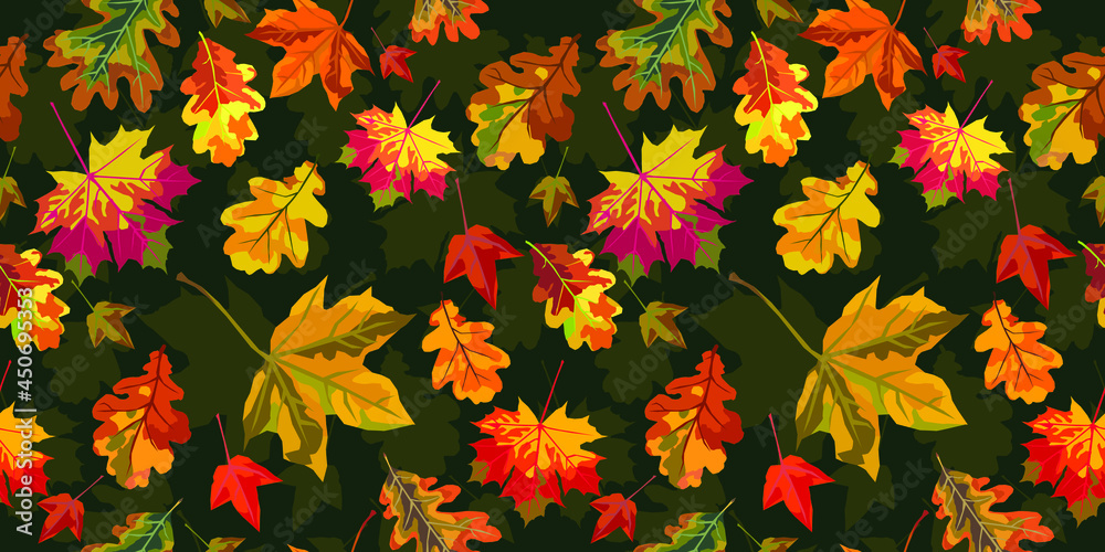Autumn leaves vector seamless pattern