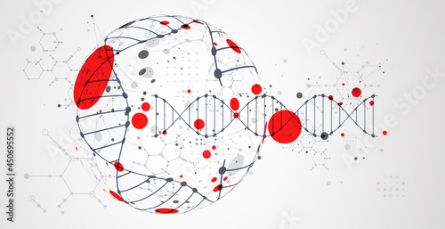 Abstract futuristic background for design works..Science template, wallpaper or banner with a DNA molecules.