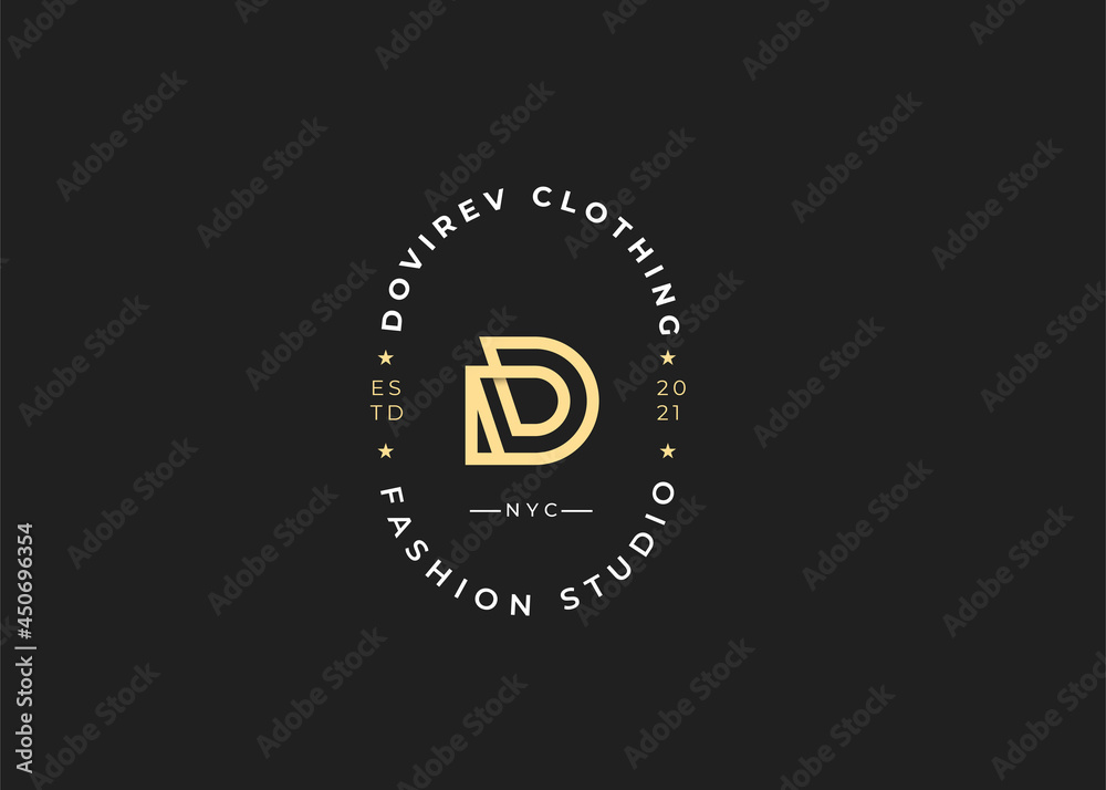 Fototapeta premium Minimalist Initial D letter logo design template, vintage style, Vector illustrations