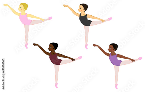 Illustration of a girl doing a basic lesson in ballet arabesque01