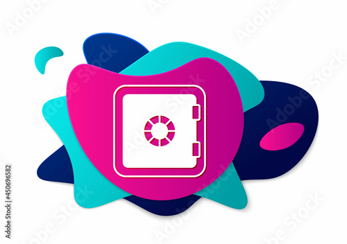 Color Safe icon isolated on white background. The door safe a bank vault with a combination lock. Reliable Data Protection. Abstract banner with liquid shapes. Vector