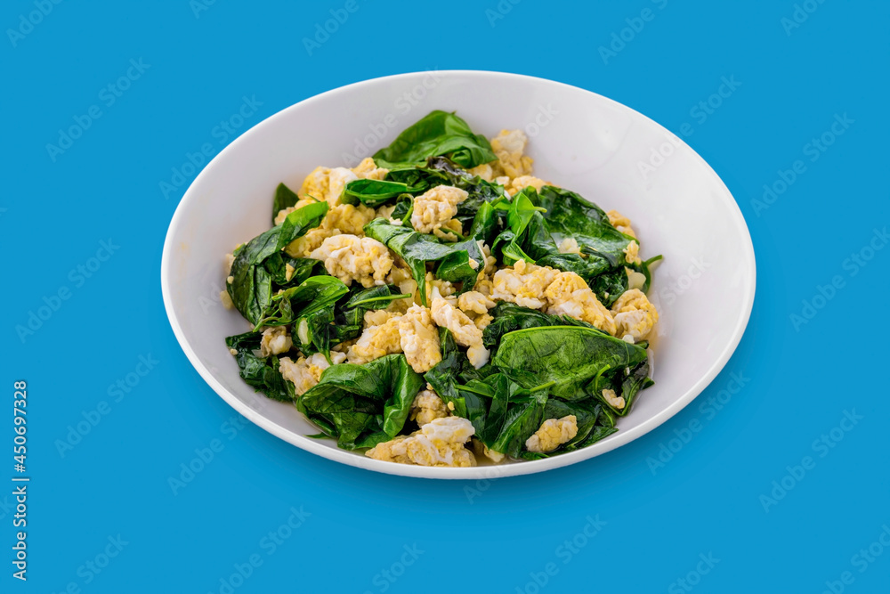 Stir-fried Malindjo leaves with Egg