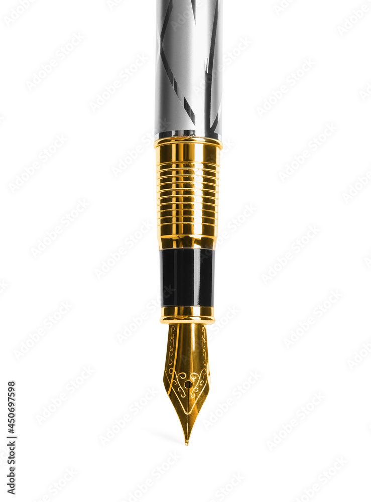 Beautiful fountain pen with ornate nib isolated on white 素材庫相片 Adobe