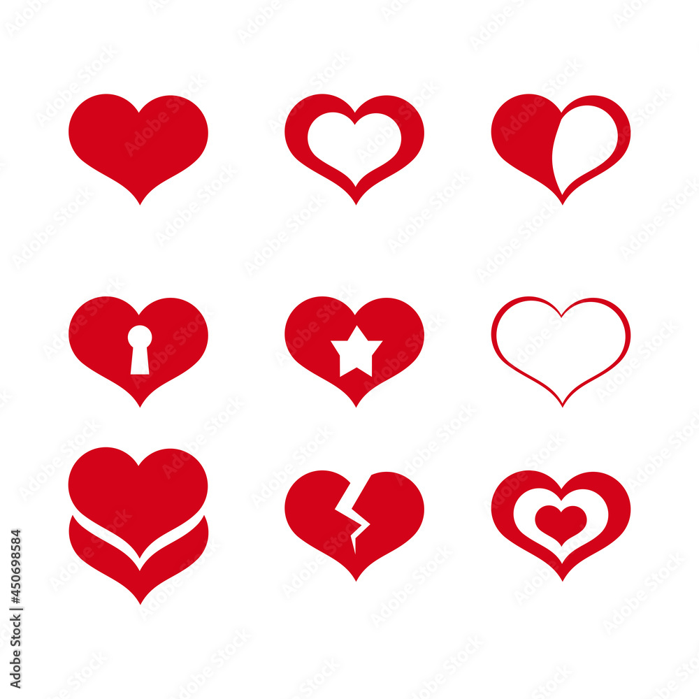 Heart hand drawn icons set isolated on white background. Collection of hearts for web site, sticker, love logo, label and Valentine's day. Creative art design, modern concept. Vector illustration Heart hand drawn icons set isolated on white background. Collection of hearts for web site, sticker, love logo, label and Valentine's day. Creative art design, modern concept. Vector illustration