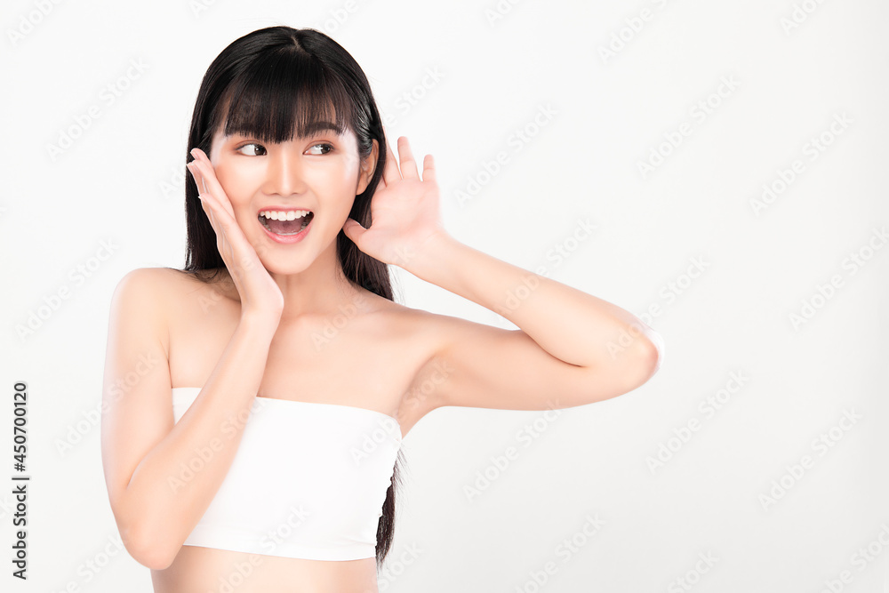 Beautiful young asian woman with clean fresh skin on white background, Face care, Facial treatment, Cosmetology, beauty and spa, Asian women portrait. Beautiful young asian woman with clean fresh skin on white background, Face care, Facial treatment, Cosmetology, beauty and spa, Asian women portrait.
