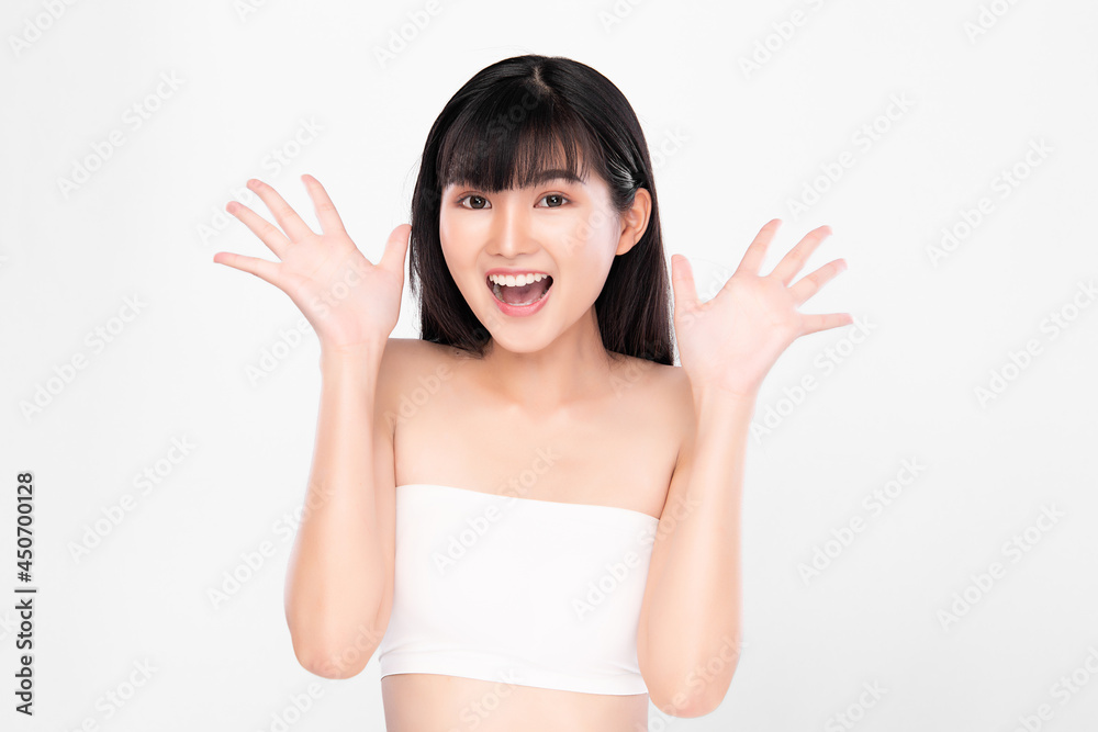 Beautiful young asian woman with clean fresh skin on white background, Face care, Facial treatment, Cosmetology, beauty and spa, Asian women portrait. Beautiful young asian woman with clean fresh skin on white background, Face care, Facial treatment, Cosmetology, beauty and spa, Asian women portrait.