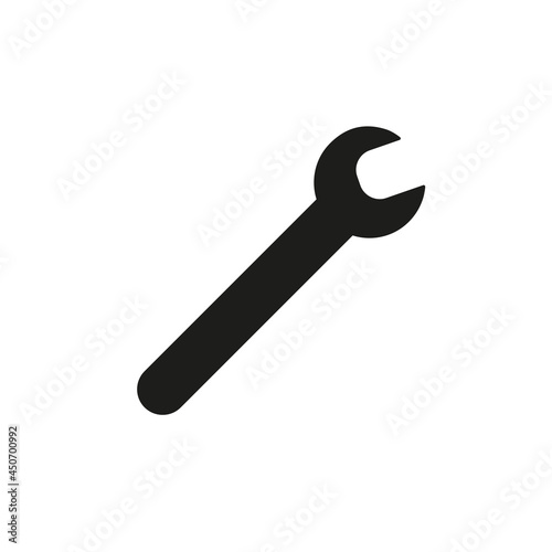 Wrench icon. Repair black silhouette pictogram. Vector isolated on white.