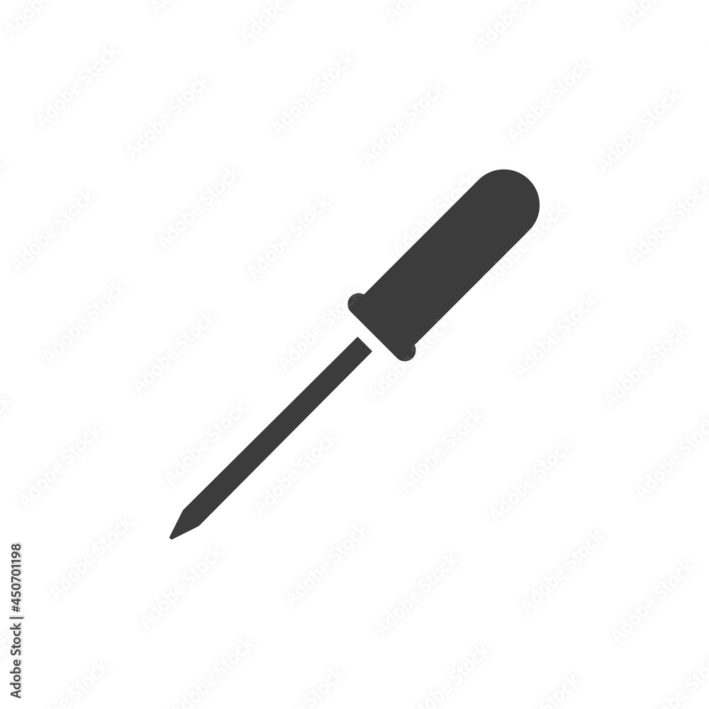 Screw driver icon. Repair black silhouette pictogram. Vector isolated on white	