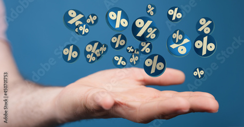 Wallpaper Mural  touching sales icons with a as 3D rendering Torontodigital.ca