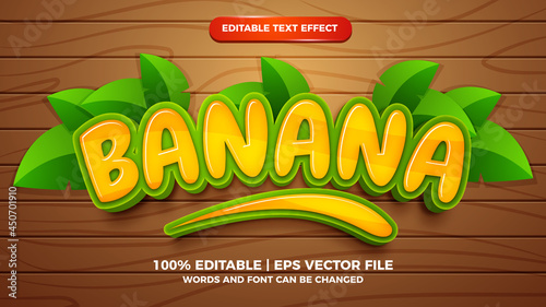 Banana editable text effect 3d cartoon style