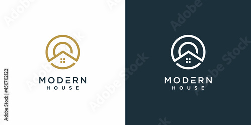 Modern house logo unique shape concept Premium Vector part 3