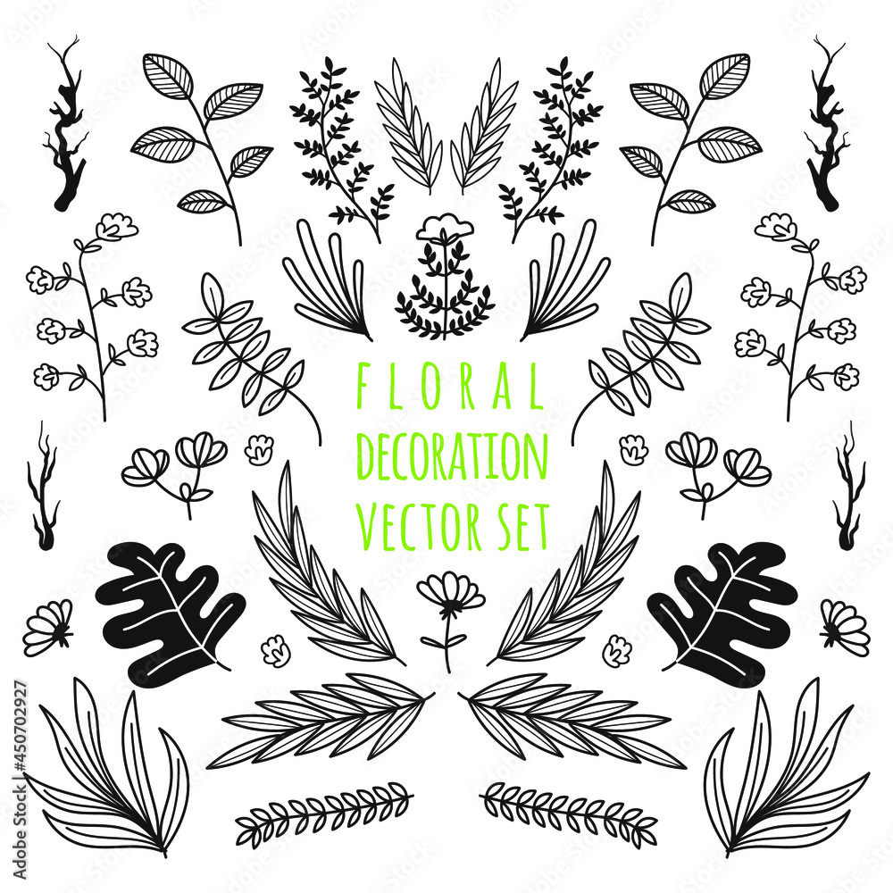 floral decoration element vector set floral decoration element vector set