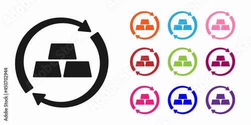 Black Gold exchange money icon isolated on white background. Money changer. Set icons colorful. Vector