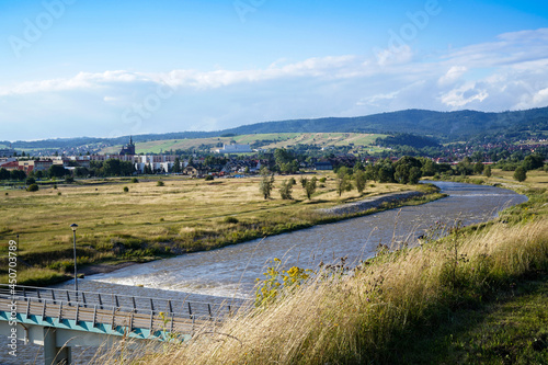 boulevards on the Dunajec River in Nowy Targ, Poland