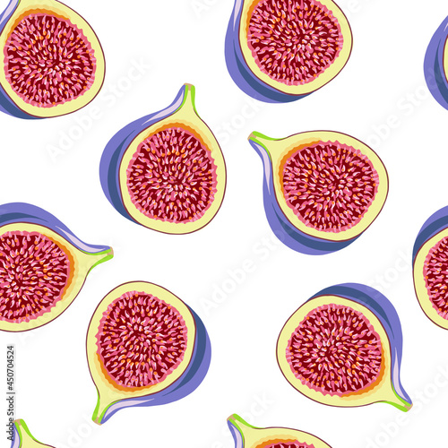 Figs seamless pattern on a white background. Wild berry for proper nutrition. Good vision. Vector illustration. Suitable for textiles, packaging, scrapbooking, wallpaper, magazine, book, postcard, men