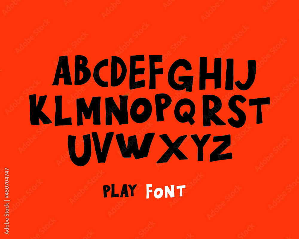 Obraz premium the playful font in vector graphics. a typeface illustration for kids in a funny style. doodle creative typography cartoon.