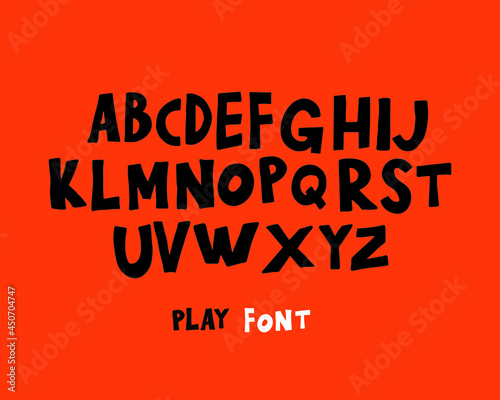 the playful font in vector graphics. a typeface illustration for kids in a funny style. doodle creative typography cartoon.