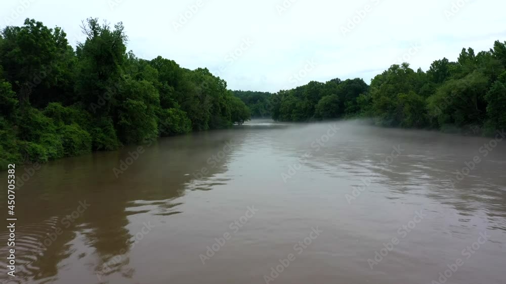Morning mist forming over Chattahoochee River near Franklin Georgia Morning mist forming over Chattahoochee River near Franklin Georgia