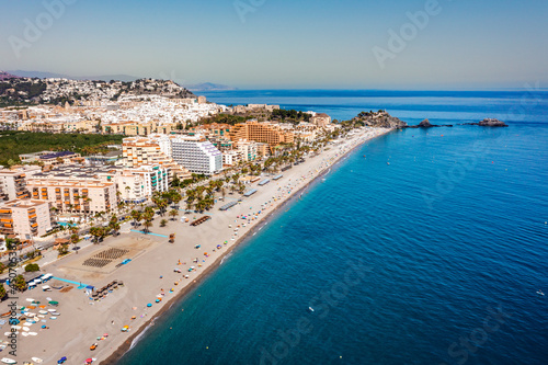 Aerial view of touristic coast in Almunecar, Andalusia, Spain