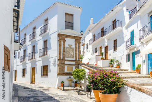 Picturesque town of Frigiliana located in mountainous region of Malaga  Andalusia  Spain