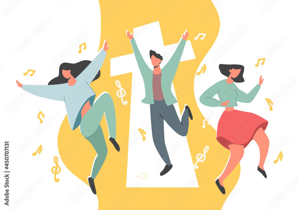Invocation Dance Vector people dancing in praise of god Religious concept, modern vector ...