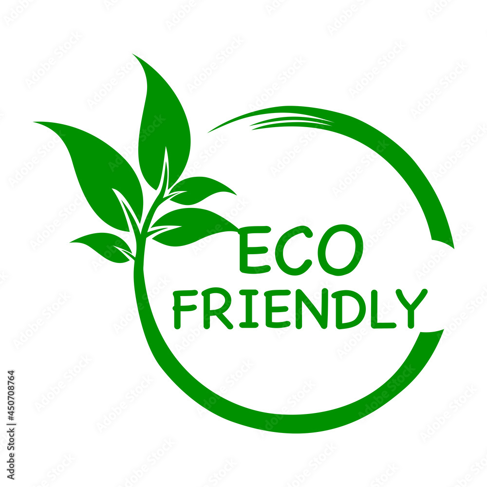 Green background eco friendly vector logo or icon, eco friendly logo