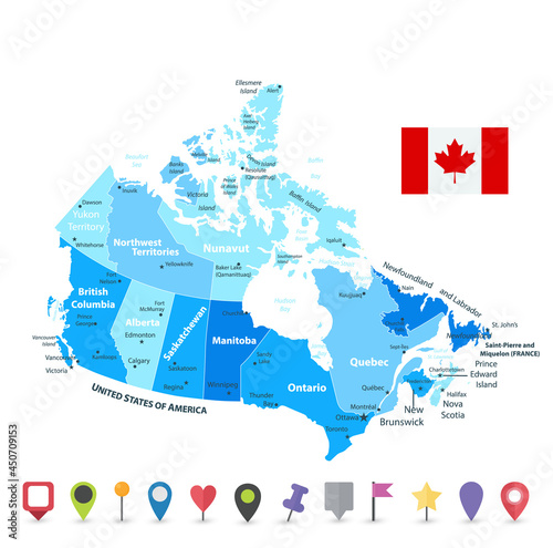 Canvas Print Canada Map and flat Icons