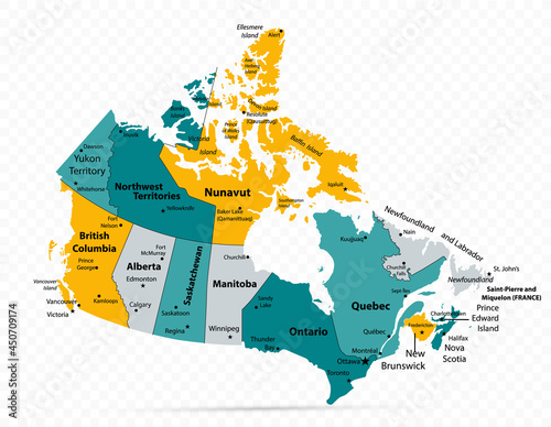 Canada Map on Transparent Background