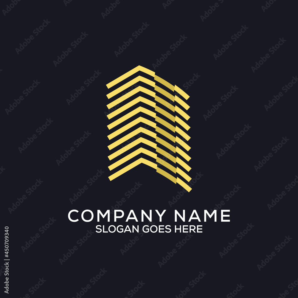 Golden apartment logo design,monogram building logo with gold color, can be used as symbols, brand identity, company logo, icons, or others.