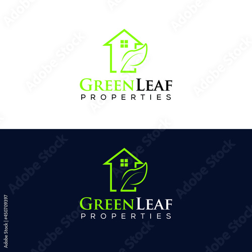 Illustration of graphic real estate or home logo construction architecture building logo design green leaf,Property