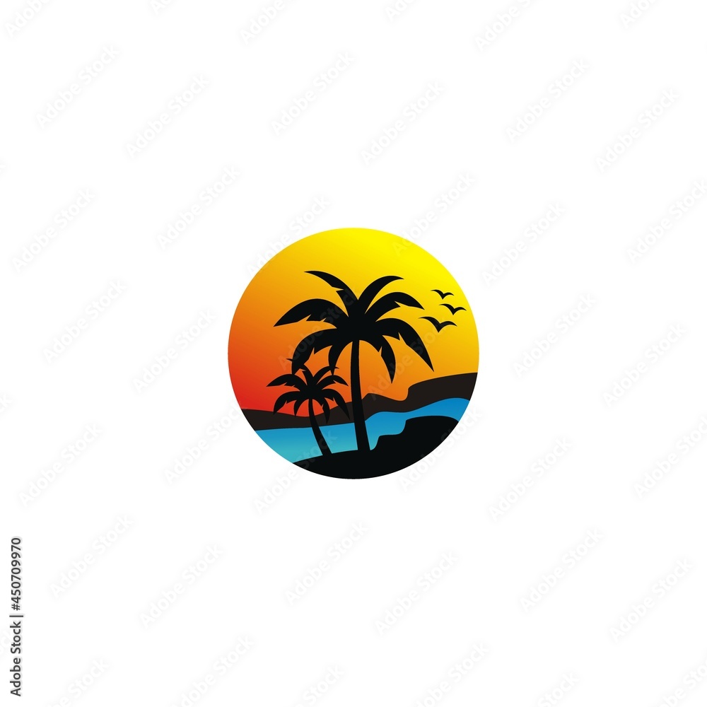 summer beach logo vector illustration icon summer beach logo vector illustration icon