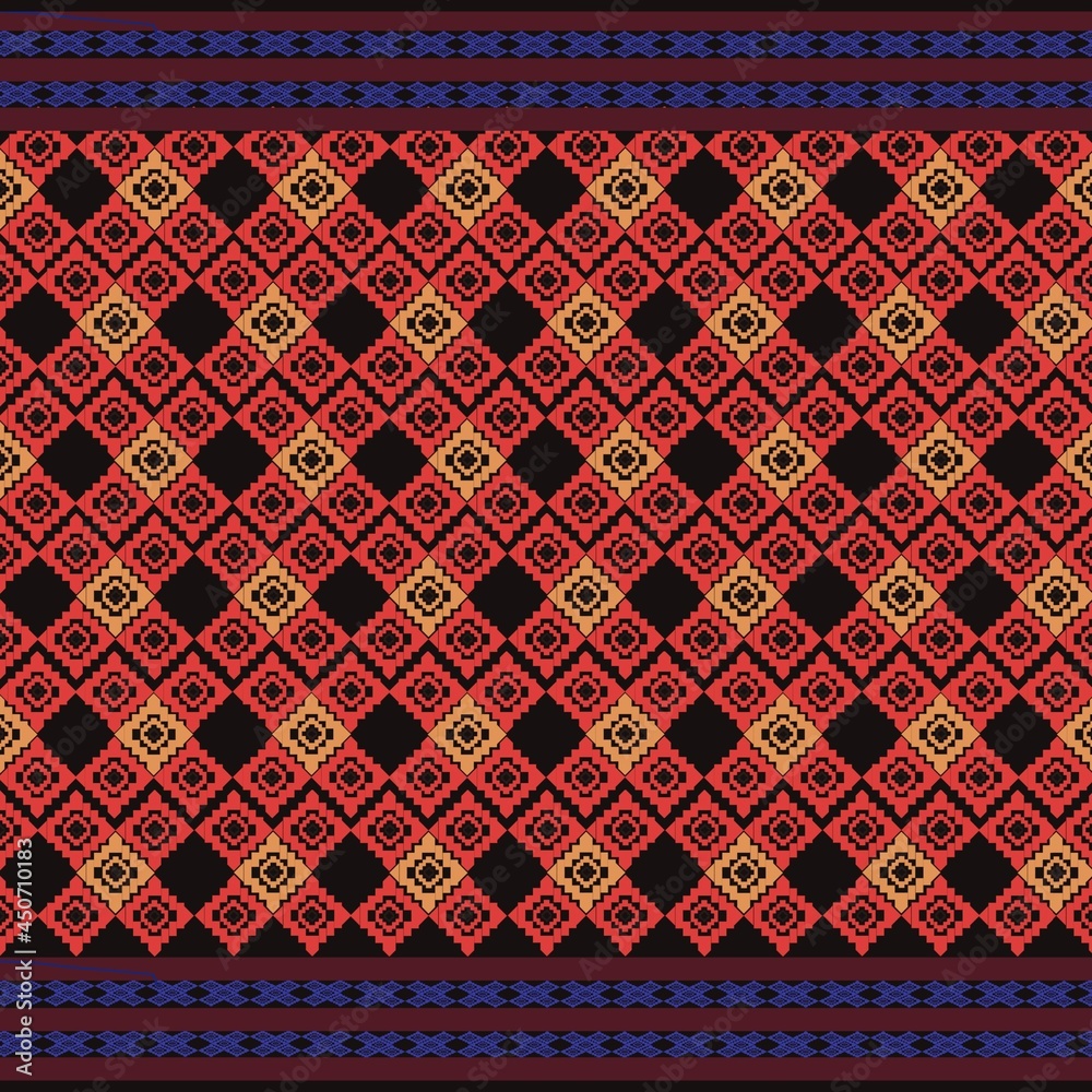 Ethnic tribal geometric seamless pattern with elements
