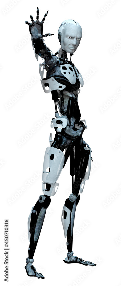 3D Rendering Male Robot on White 3D Rendering Male Robot on White