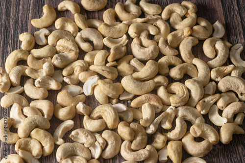 cashew nuts on a wooden background