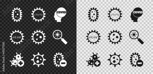 Set Virus, Corona virus covid-19, Positive, Negative, 2019-nCoV and icon. Vector
