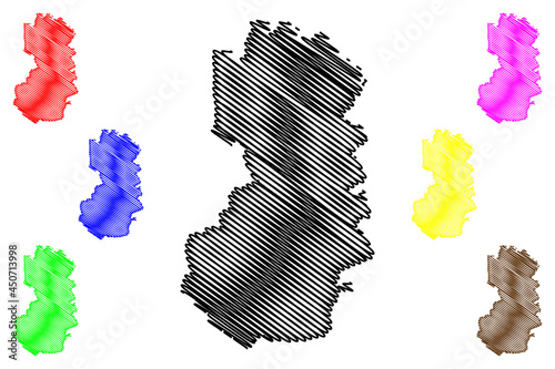 Bad Tolz-Wolfratshausen district (Federal Republic of Germany, rural district Upper Bavaria, Free State of Bavaria) map vector illustration, scribble sketch Bad Tolz Wolfratshausen map photo