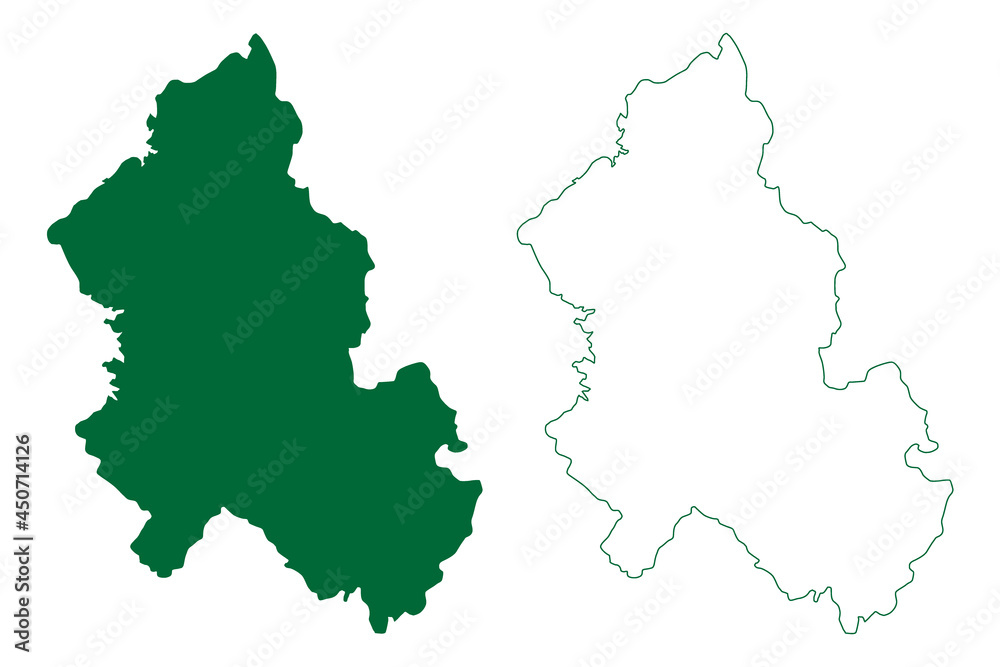 Lalitpur district (Uttar Pradesh State, Republic of India) map vector illustration, scribble sketch Lalitpur map