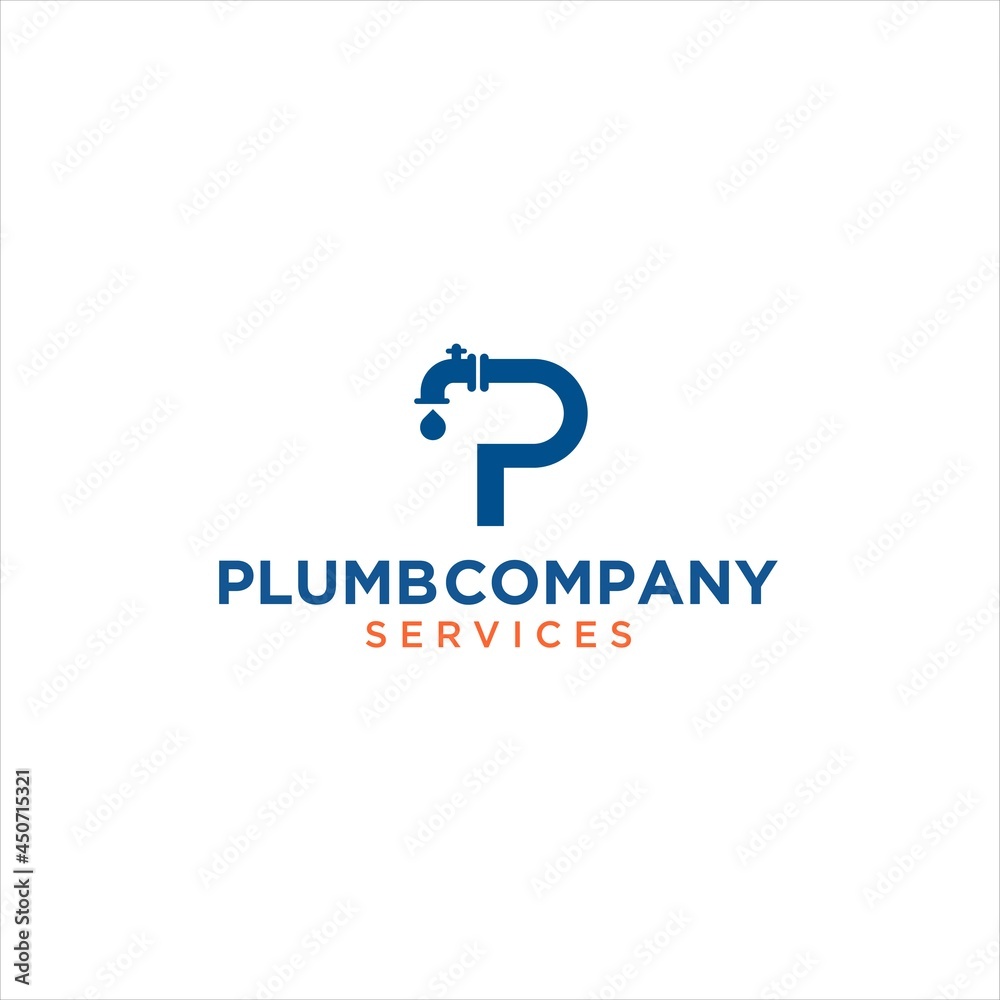 Plumbing service logo with abstract pipe and wrench vector Plumbing service logo with abstract pipe and wrench vector