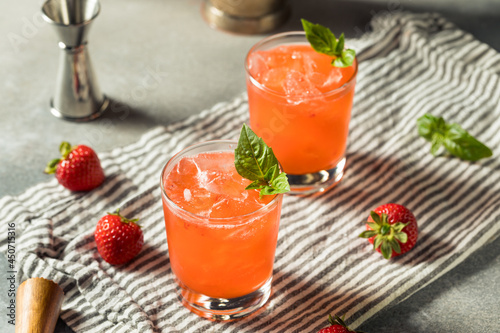 Boozy Refreshing Strawberry Basil Smash Cocktail