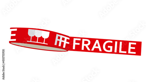 Red fragile tape. vector illustration