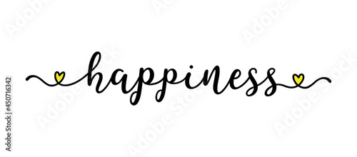 Hand sketched HAPPINESS word as ad, web banner.  Lettering for banner, header