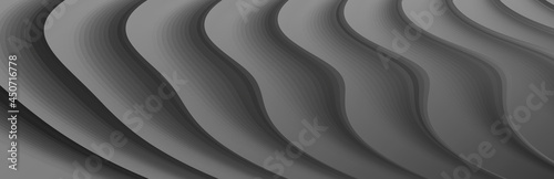 Horisontal cover for social media group header with black 3d waves creating textured surface