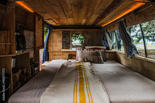 vintage van with a bed