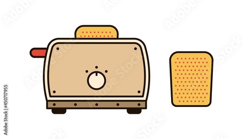 Simple toaster with toasted bread. Vector illustration.