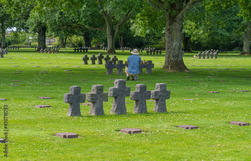 La Cambe, France - 08 03 2021: Normandy German military cemetery and Memorial and the black crosses photo