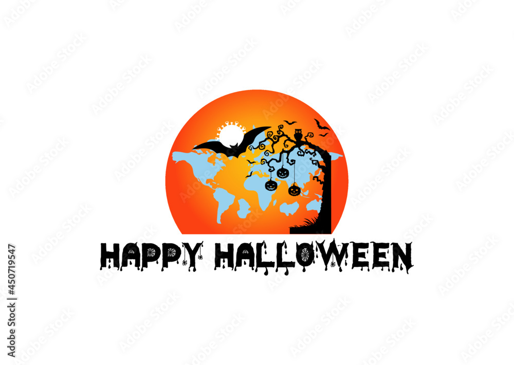 Happy Halloween Logo and Icon Design Template3 Happy Halloween Logo and Icon Design Template3