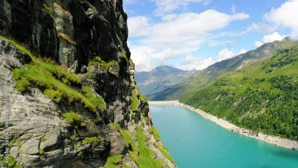 Aerial view of the Zervreila reservoir in Switzerland. Aerial view of the Zervreila reservoir in Switzerland.