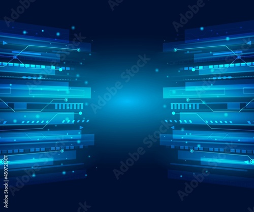 Blue abstract tect digital background light and line speed.Hi-tech cyber speed network.
