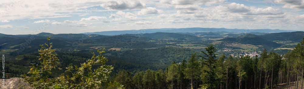 Panorama Klodzko valley from mountain hill, Poland